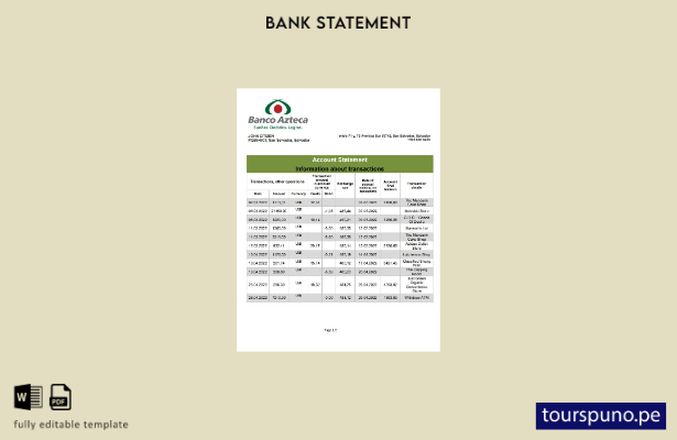 listo para imprimir plantilla de word   extracto bancario de salvador banco azte